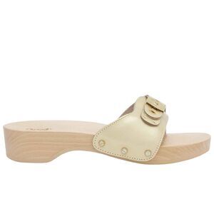 SCHOLL Pescura Clogs Women Size 9 WOOD Sandals‎ Leather Sandals EU 40